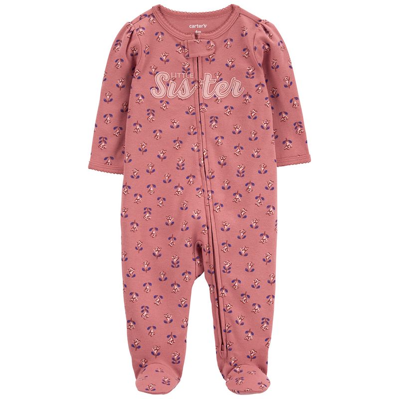 Pijama-rosada-con-estampado-de-flores-para-bebe-niña