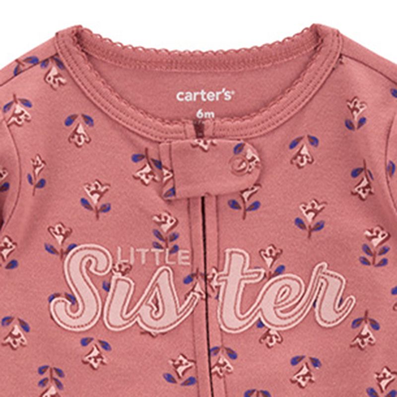 Pijama-rosada-con-estampado-de-flores-para-bebe-niña
