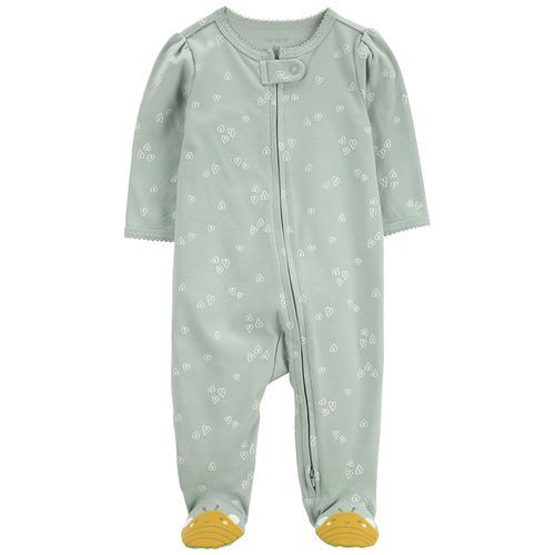Pijama verde con estampado de corazones para bebé niña