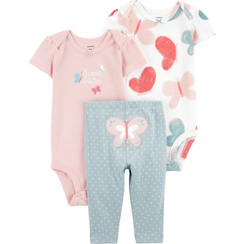 Conjunto de 3 piezas multicolor con estampado de mariposas para bebé niña