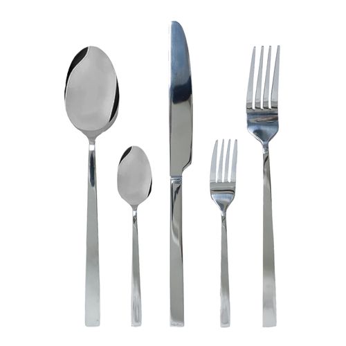 Set de cubiertos de acero inoxidable con acabado brillante