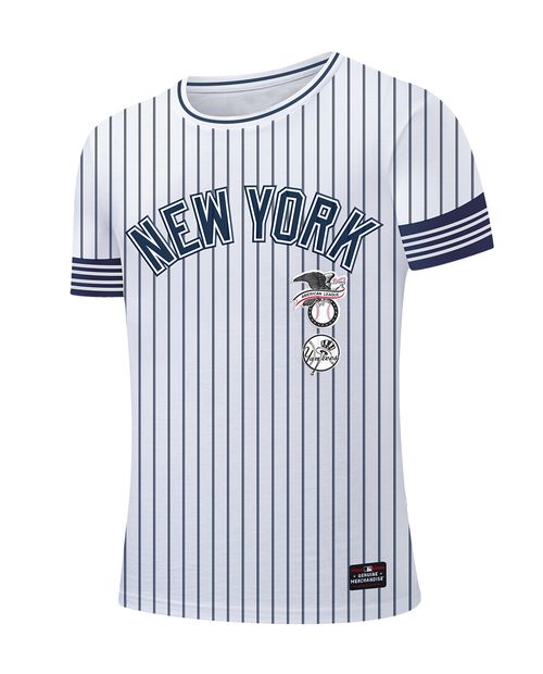 Camiseta deportiva Yankees blanca con rayas para hombre