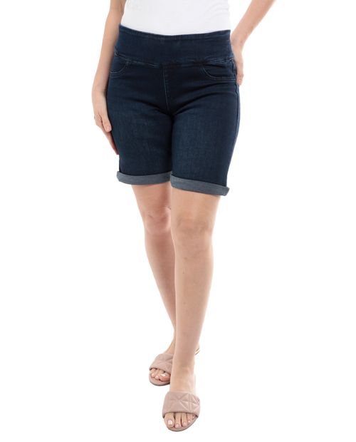 Short Nicolle bermuda lavado oscuro de cintura alta para mujer