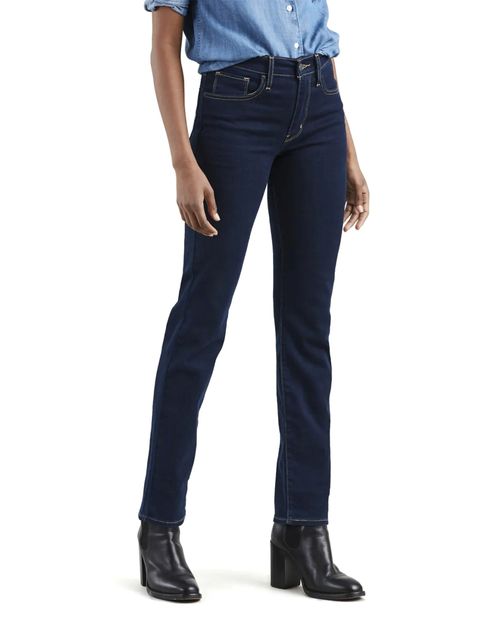 Jeans Levi's 724 straight azul de cintura alta para mujer