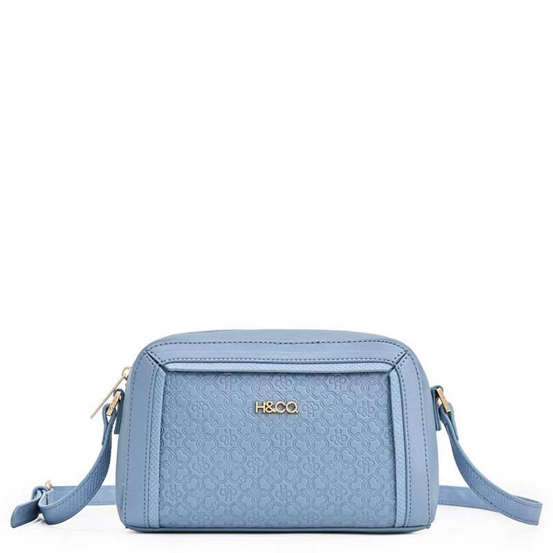 Cartera crossbody H Co color celeste para mujer