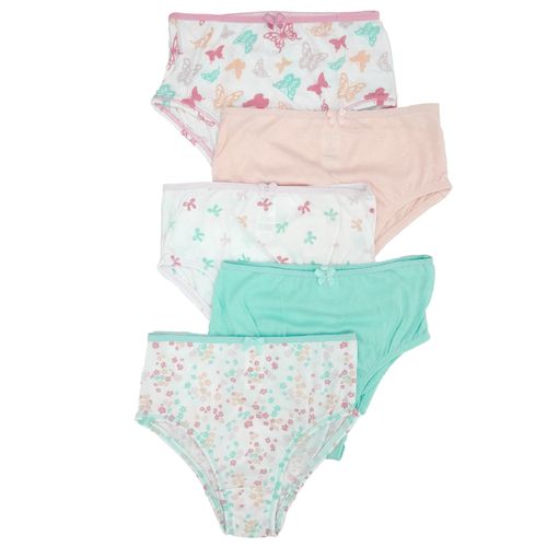 Set de 5 piezas ropa interior multicolor con estampado de mariposas para niña