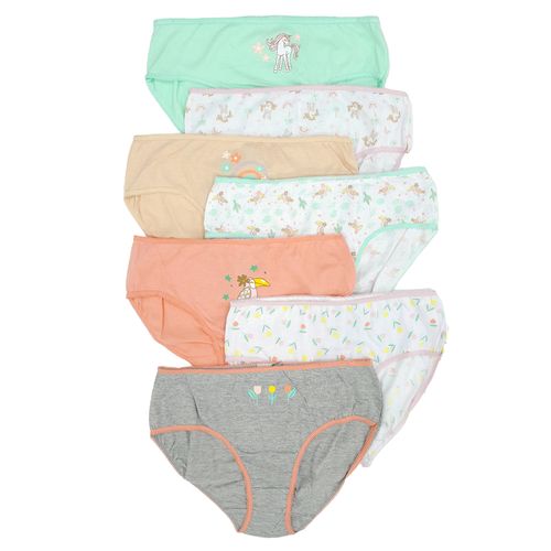 Set de 7 piezas ropa interior multicolor con estampado de unicornios para niña