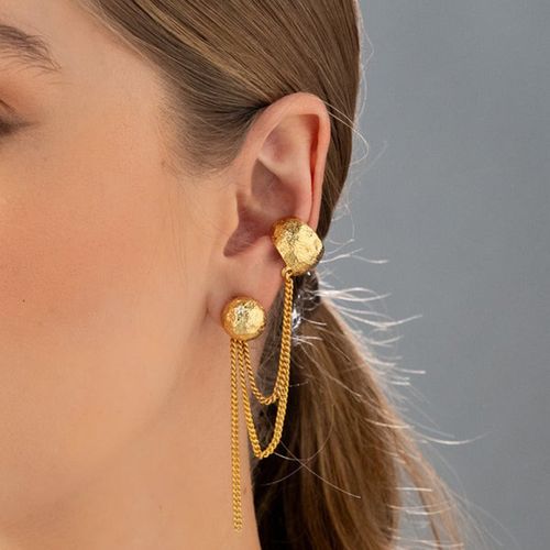 Arete 2 en 1 color dorado para mujer