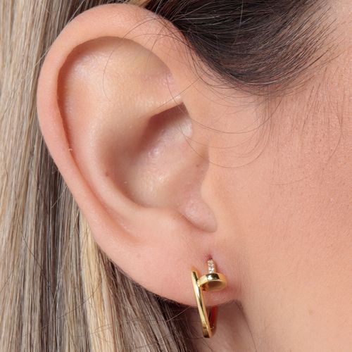 Aretes hoop DHB de plata en dorado para mujer