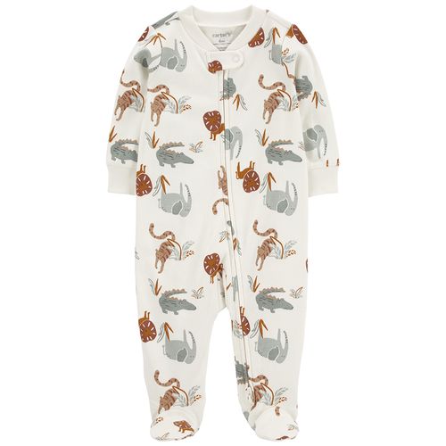 Pijama blanca con estampado de animalitos para bebé niño