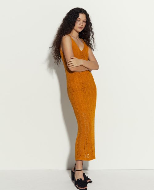 Vestido Sfera maxi anaranjado de tirantes para mujer