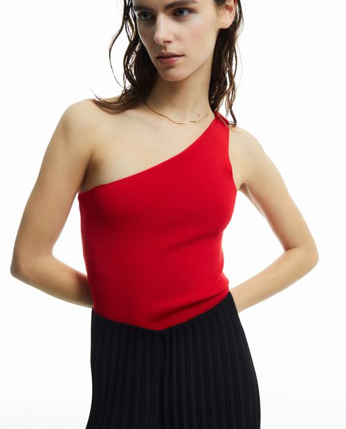 Blusa Sfera casual roja de un tirante para mujer