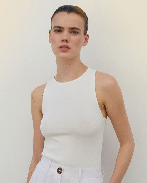 Blusa Sfera halter blanca para mujer