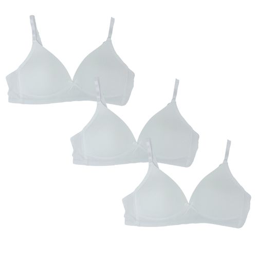 Set 3 brasieres blanco sólido para niña