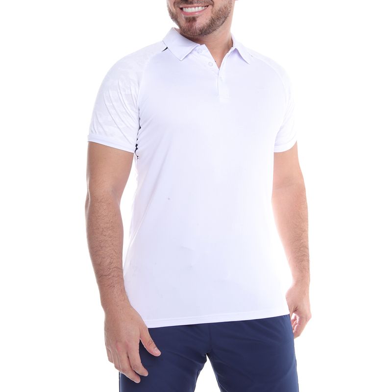 Camisa tipo polo print reflectivo blanco para hombre