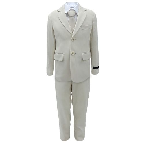Traje formal de 5 piezas bicolor sólido para niño