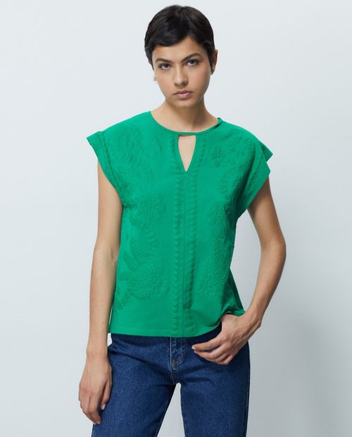 Blusa Sfera casual verde manga corta para mujer