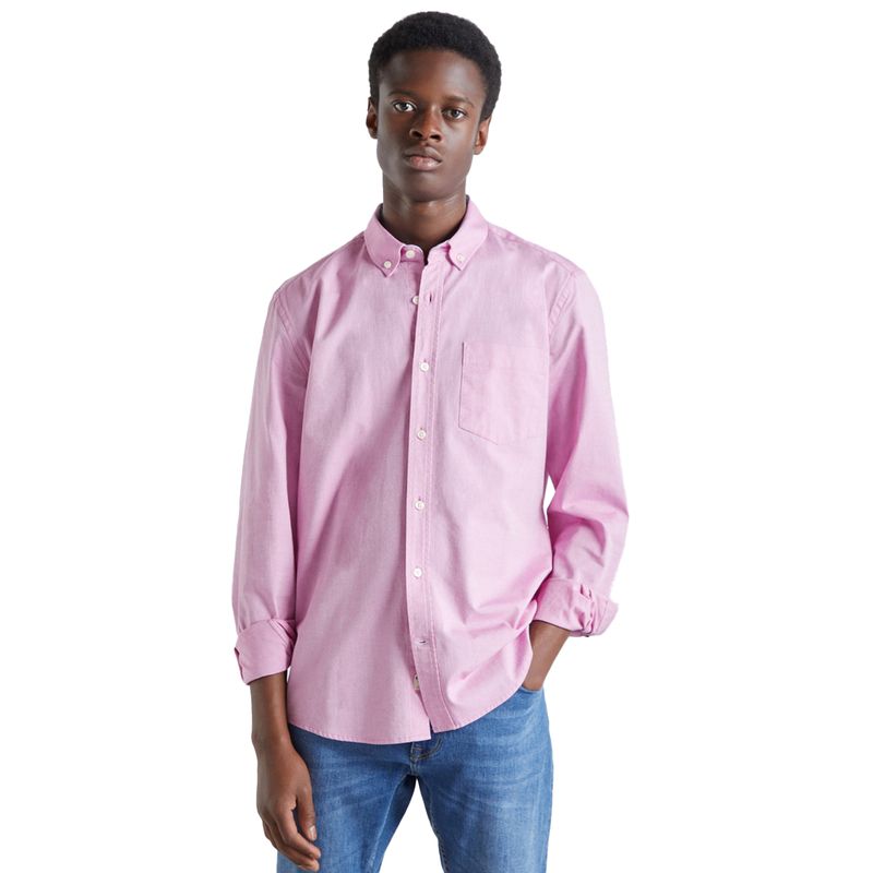 Easy Wear Camisa casual oxford rosado heather para hombre
