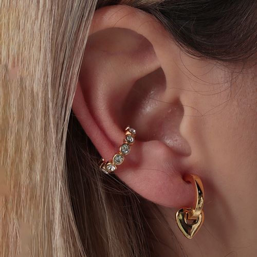 Set aretes luceros y cristales color dorado