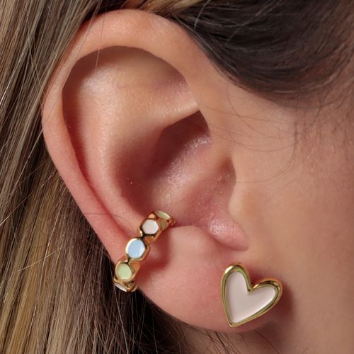 Set aretes + earcuff color dorado para mujer