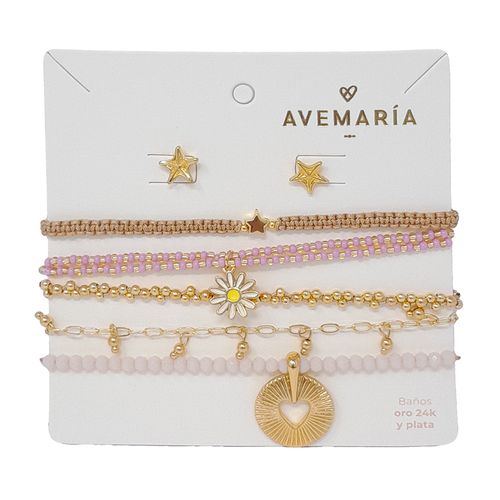 Set de pulseras + aretes multicolor para mujer