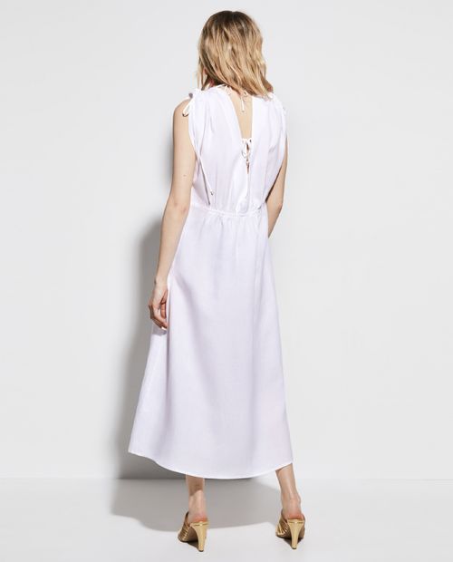 Vestido Sfera midi blanco manga corta para mujer