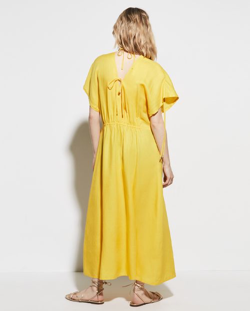 Vestido Sfera midi amarillo manga corta para mujer