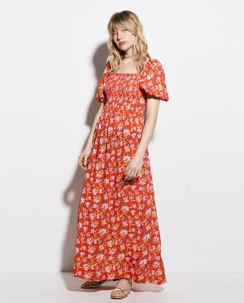 Vestido Sfera maxi estampado mangas 3/4 para mujer