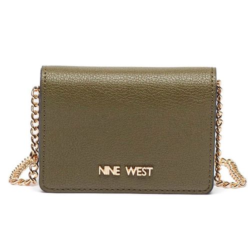 Billetera flap Nine West color verde para mujer