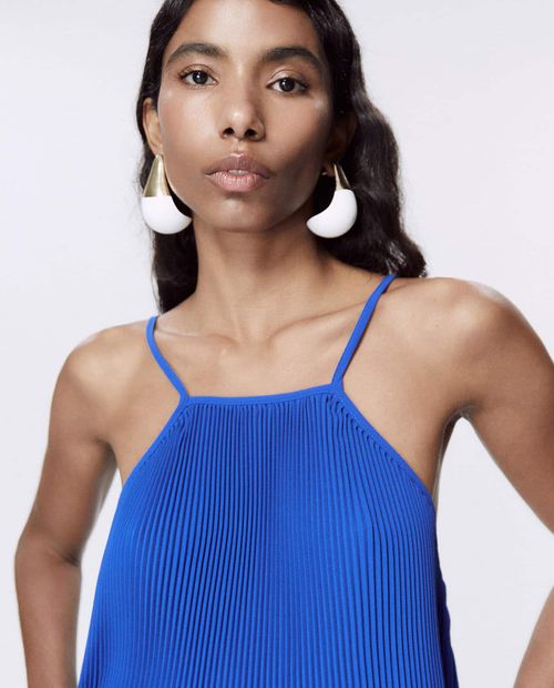 Blusa Sfera casual azul sin mangas para mujer