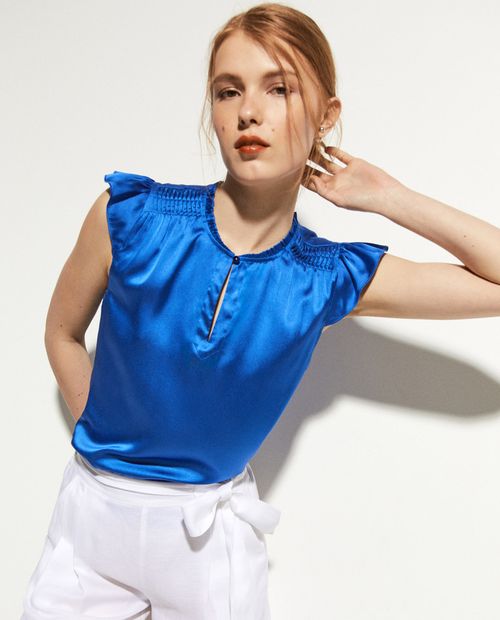 Blusa Sfera casual azul manga corta para mujer