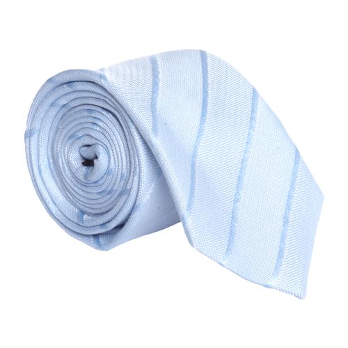 Corbata Unexpected de seda regular fit celeste con textura a rayas para hombre