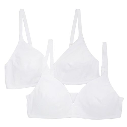 Set 2 brasieres blanco sólido para niña