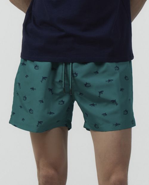 Traje de baño Sfera verde estampado tiburones para hombre