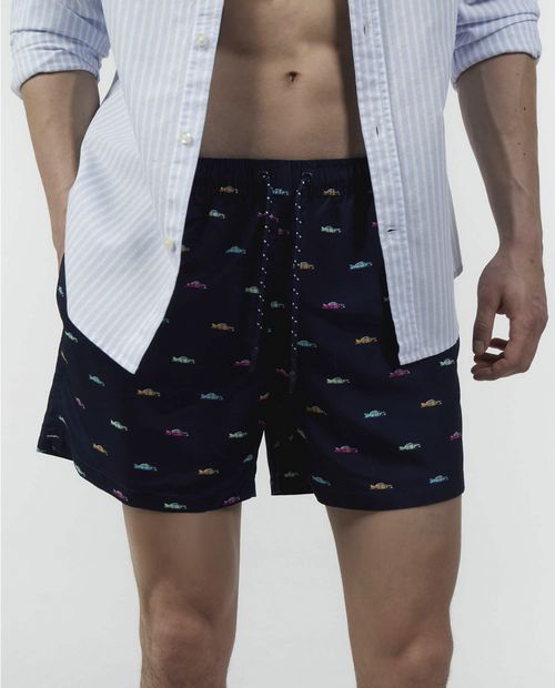Traje de baño Sfera navy mini print carros para hombre