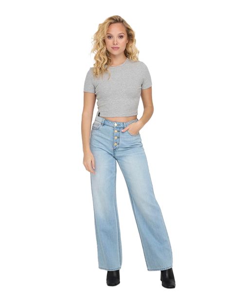 Blusa Only crop top gris manga corta para mujer