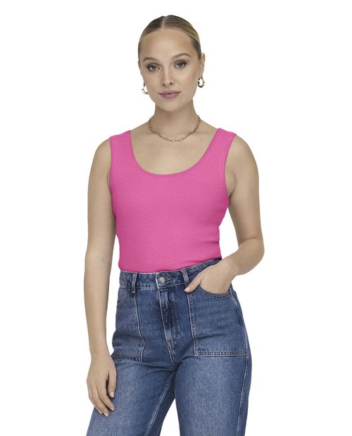 Camiseta Only tank top rosado para mujer
