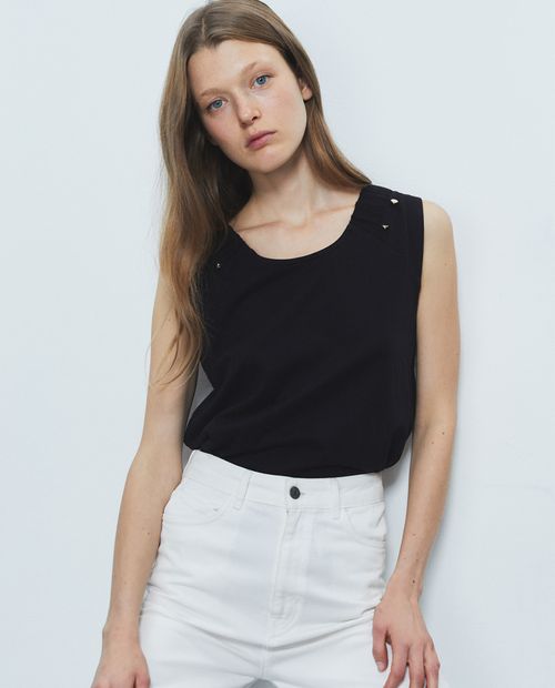 Camiseta Sfera negra sin mangas para mujer