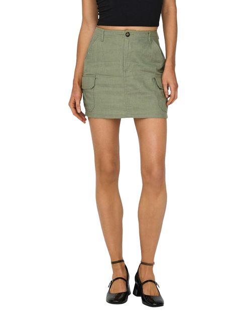 Falda Only mini verde de cintura alta para mujer