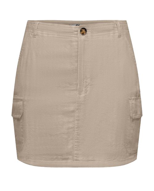 Falda Only mini beige de cintura alta para mujer