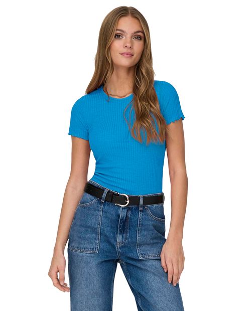 Camiseta Only azul manga corta para mujer