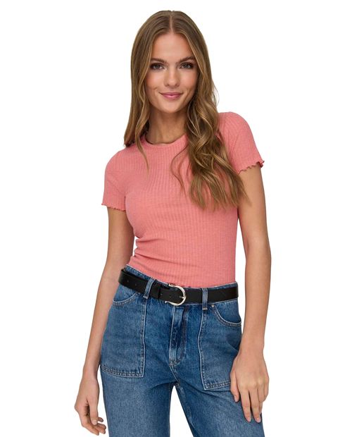 Camiseta Only rosada manga corta para mujer