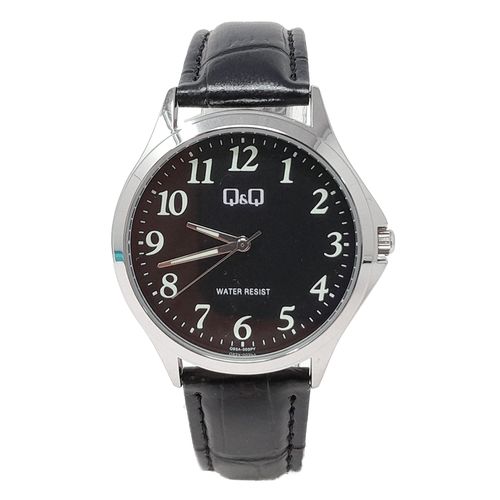 Reloj Q&Q análogo de cuero negro para hombre