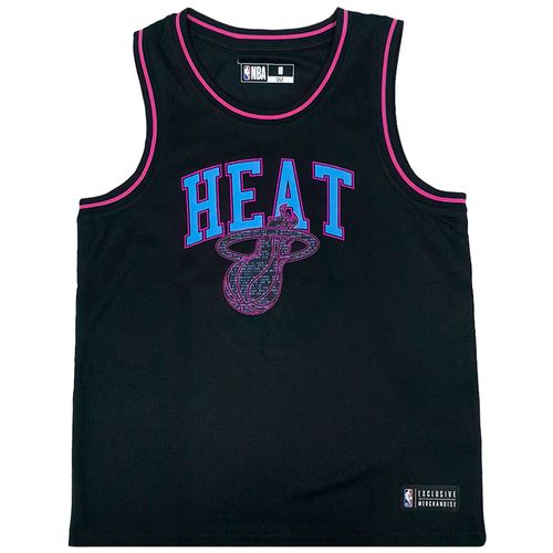 Camiseta deportiva negra con estampado del equipo Miami Heat para niño