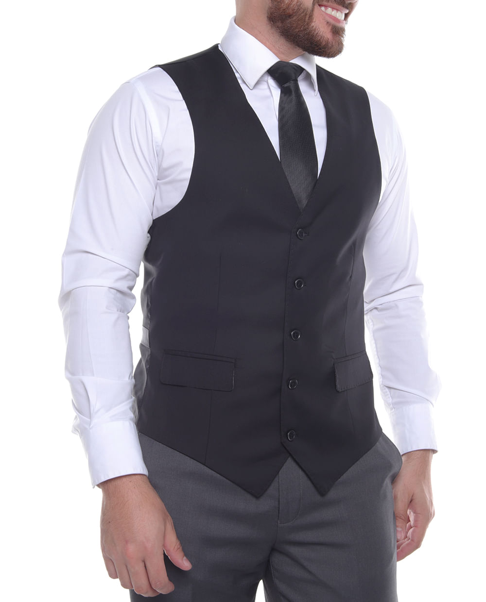 Chaleco formal Zanetti Orange negro solido para hombre