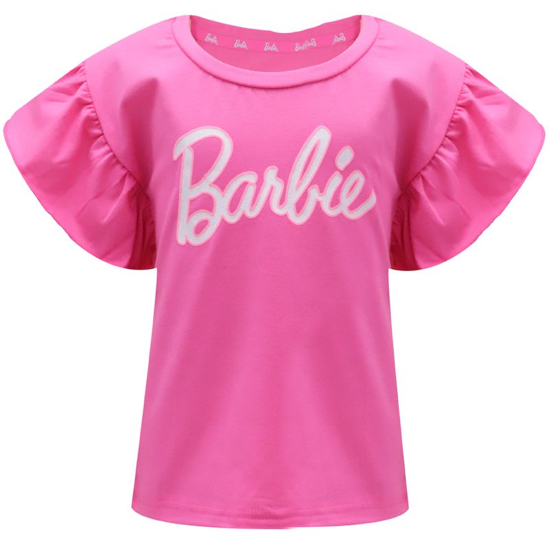 Blusa rosada con estampado de barbie para nina