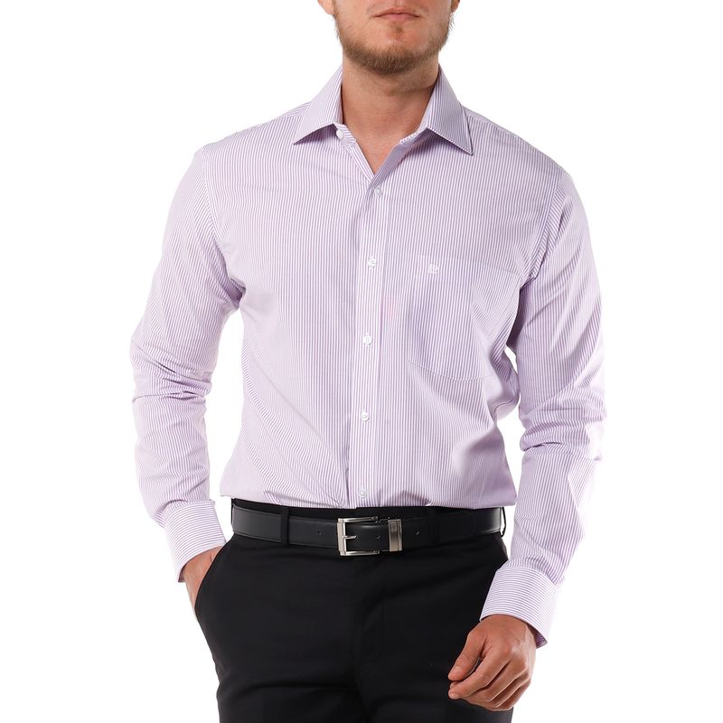Oxford Camisa Manga Larga Color Lila Camisa Morada Camisa Outfit