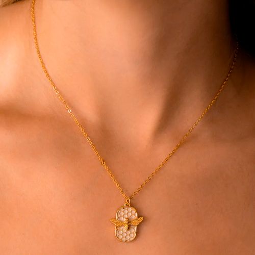Cadena panal abeja + aretes para dama