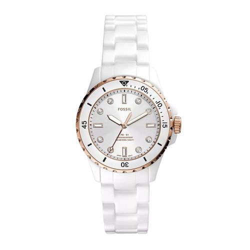 Reloj Fossil análogo acrílico blanco para mujer