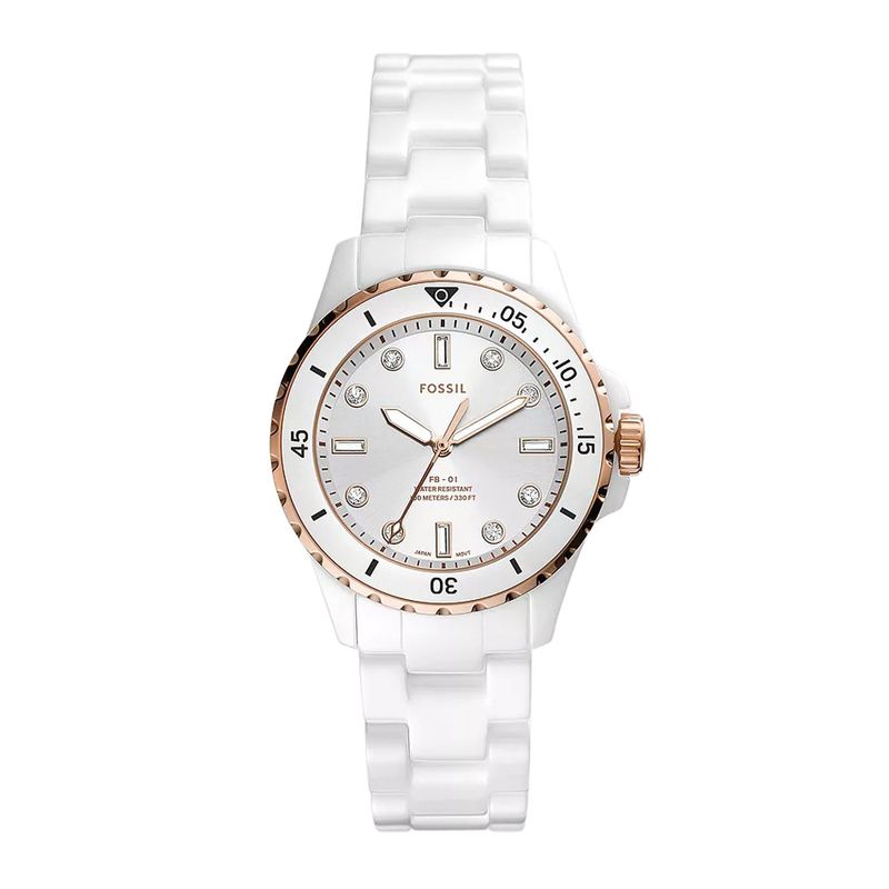 Reloj Fossil analogo acrilico blanco para mujer